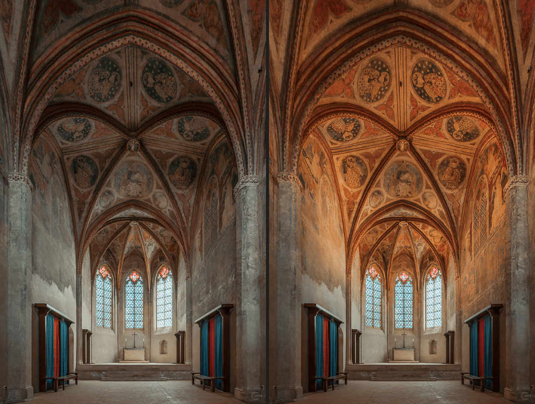 Photos: Couvent de Jacobins in Toulouse, France - Ceiling frescoes illuminated