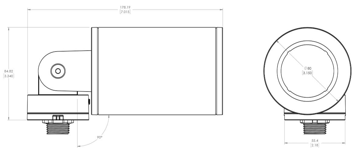 Rise F080 Single Round Line Drawing