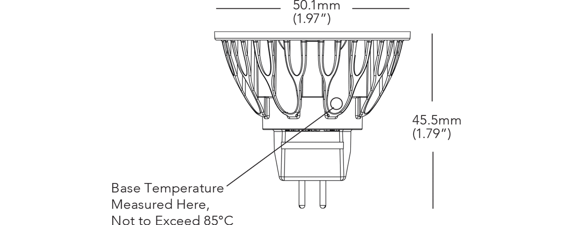 SORAA VIVID MR16 CONSTANT CURRENT Dimensions