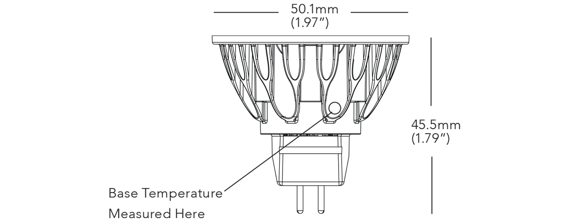 SORAA VIVID WARM DIM MR16-GU5.3 (12V) Dimensions